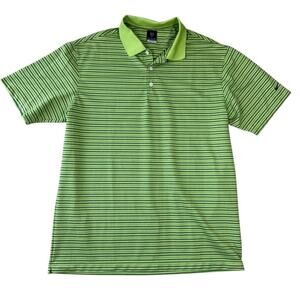 Vintage Nike Golf Dri‑FIT Polo Shirt Men’s XL‎ Green Striped Performance Swoosh